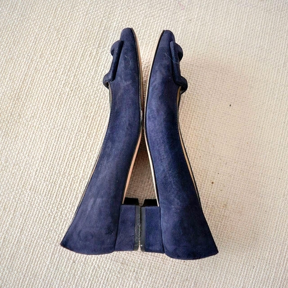 ANN MASHBURN Navy Suede Flats - Picture 5 of 8
